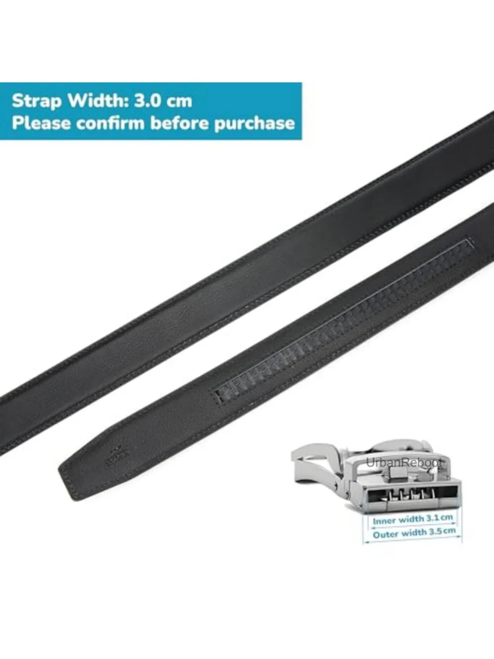 Men's Ratchet Belt Strap Replacement 3cm Wide Leather